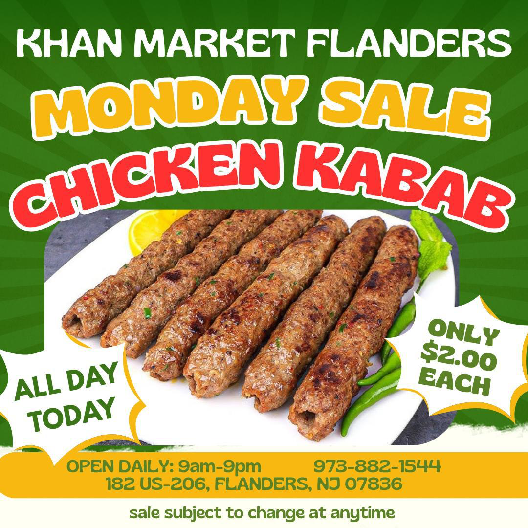 Chicken Kababs Only $2 Every Monday